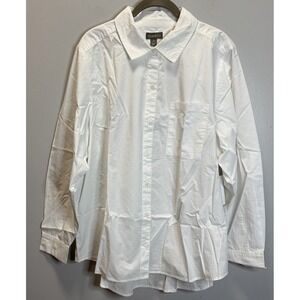 Style & Co Shirt Women's Size 2X White Button Up Long Sleeves 100% Cotton